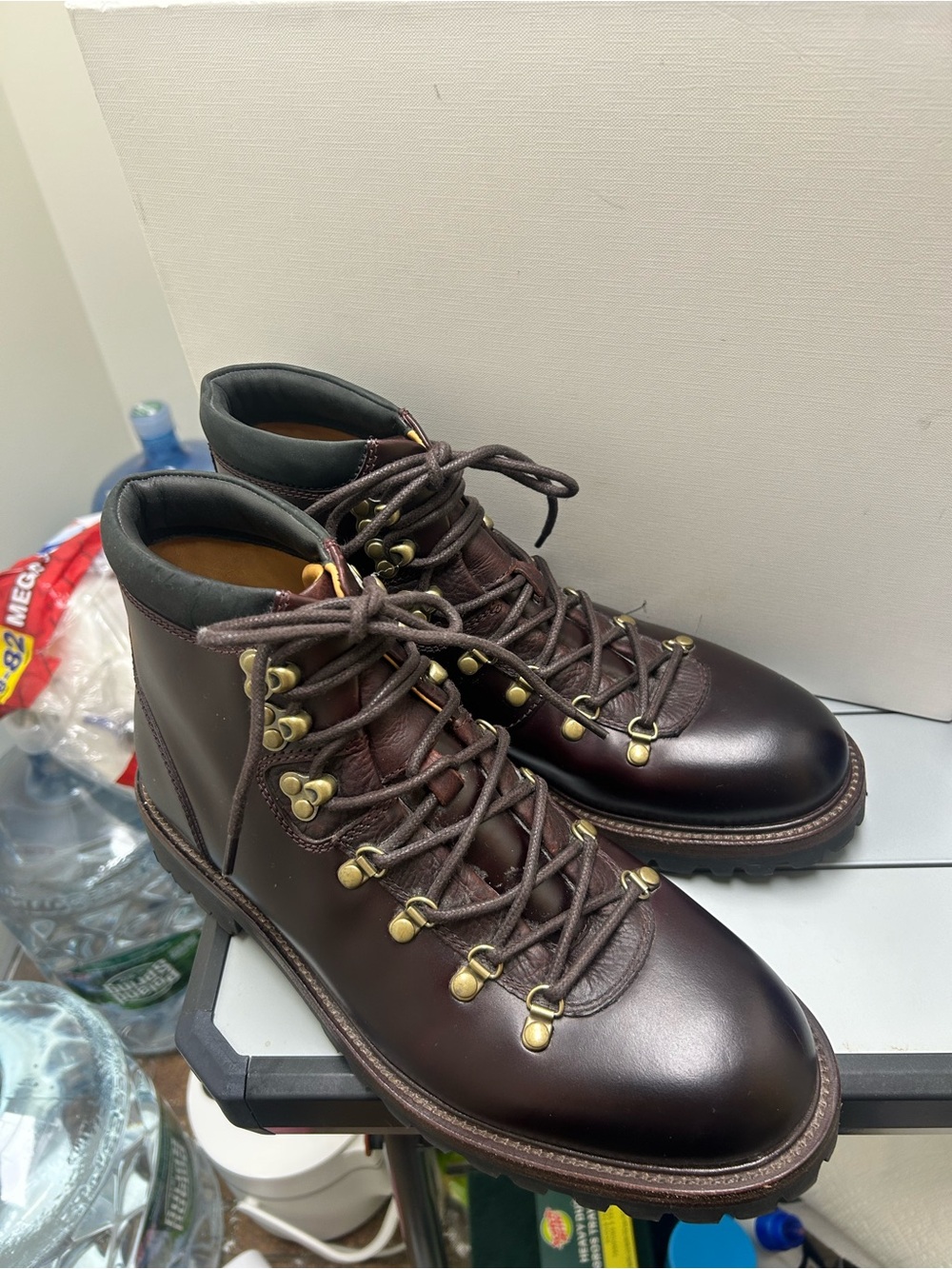 Brooks Brothers Dark Brown Leather Lace-Up City Boots with Vibram sole